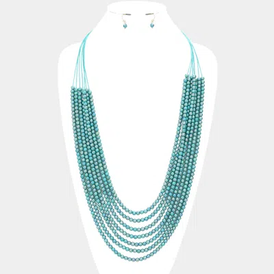 Fashnzfab Hologram Beaded Multi Layered Long Necklace In Blue