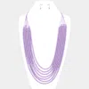 Fashnzfab Hologram Beaded Multi Layered Long Necklace In Purple