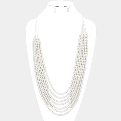 Fashnzfab Hologram Beaded Multi Layered Long Necklace In Silver