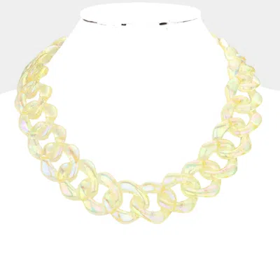 Fashnzfab Hologram Resin Link Necklace In Sand