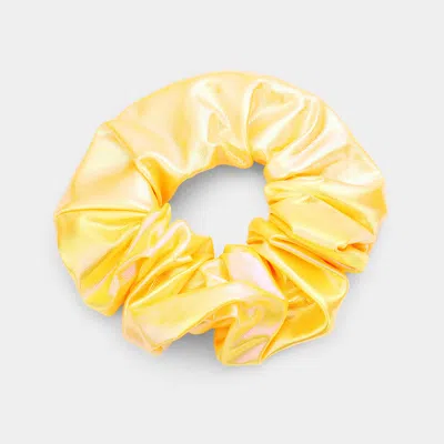 Fashnzfab Hologram Stash Scrunchies Hairband Zipper Pocket Scrunchie In Yellow
