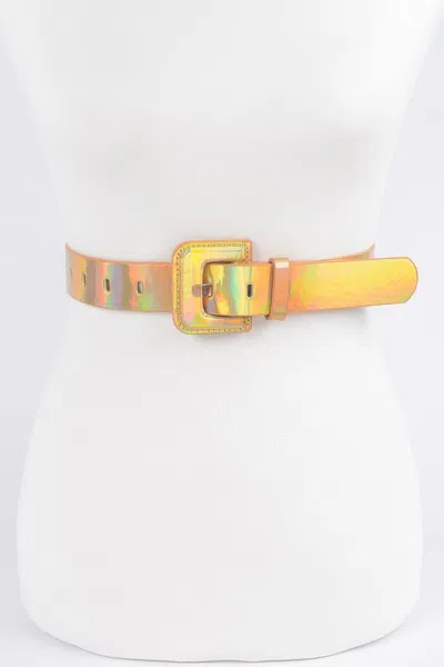 Fashnzfab Holograme Metallic Belt In Gold