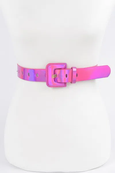 Fashnzfab Holograme Metallic Belt In Pink