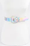 Fashnzfab Holograme Metallic Plus Size Belt In Multi