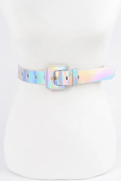 Fashnzfab Holograme Metallic Plus Size Belt In Multi