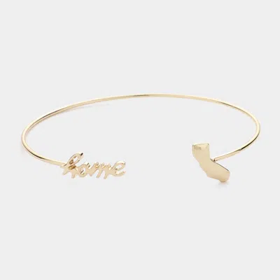 Fashnzfab Home Message California State Map Tip Cuff Bracelet In Gold