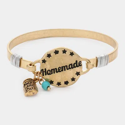 Fashnzfab Homemade Message Charm Hook Bracelet Worn Gold In Multi