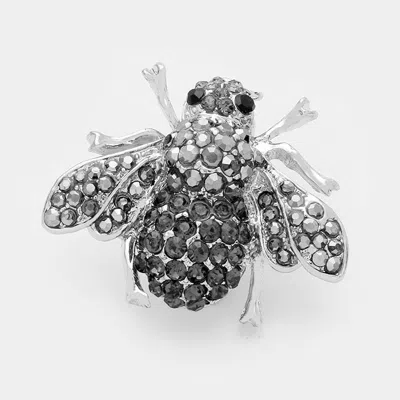 Fashnzfab Honey Bee Crystal Rhinestone Pin Brooch In Metallic