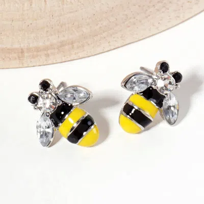 Fashnzfab Honey Bee Stud Earrings In Black