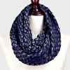 Fashnzfab Honeycomb Pattern Crochet Two Tone Yarn Knit Snood Scarf In Blue