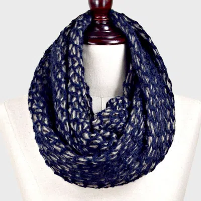 Fashnzfab Honeycomb Pattern Crochet Two Tone Yarn Knit Snood Scarf In Blue