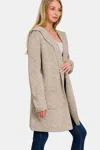FASHNZFAB HOODED OPEN FRONT SWEATER CARDIGAN