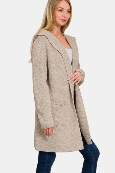 Fashnzfab Hooded Open Front Sweater Cardigan In Multi