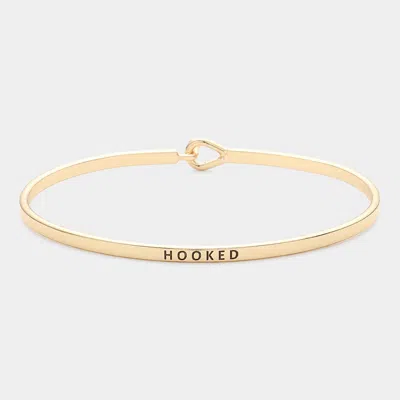 Fashnzfab Hooked Thin Brass Metal Hook Bracelet Gold