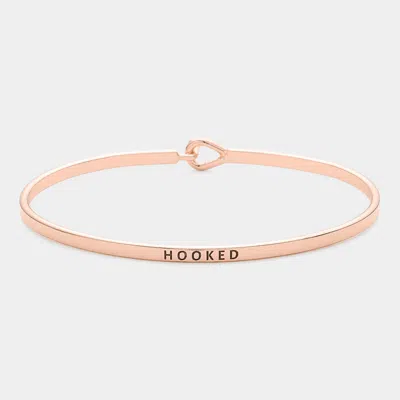 Fashnzfab Hooked Thin Brass Metal Hook Bracelet Rose Gold In Multi