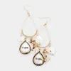 Fashnzfab Hope Anchor Dangle Earrings - Cream, Worn Gold, Worn Silver In Gold