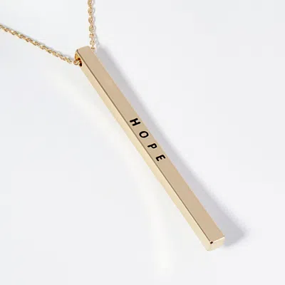 Fashnzfab Hope Brass Metal Bar Pendant Necklace In Gold