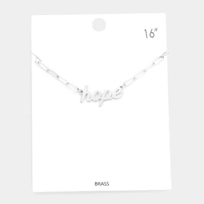Fashnzfab Hope Brass Metal Message Pendant Necklace In Metallic