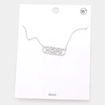 Fashnzfab Hope Brass Rhinestone Embellished Message Pendant Necklace In Silver