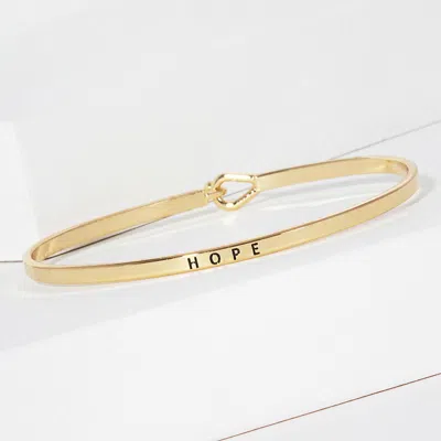 Fashnzfab Hope Engraved Thin Brass Metal Bangle Bracelet Gold