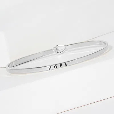 Fashnzfab Hope Engraved Thin Brass Metal Bangle Bracelet Rhodium In Multi