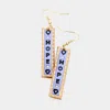 Fashnzfab Hope Genuine Leather Bar Dangle Earrings - Blue In Blue