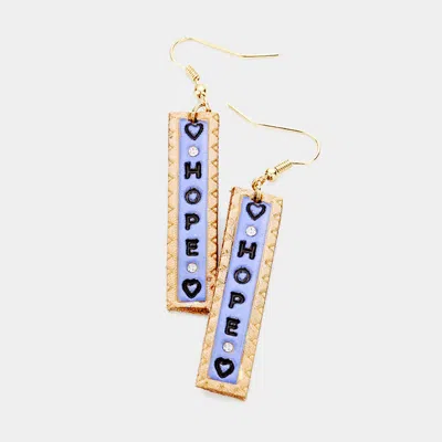 Fashnzfab Hope Genuine Leather Bar Dangle Earrings - Blue