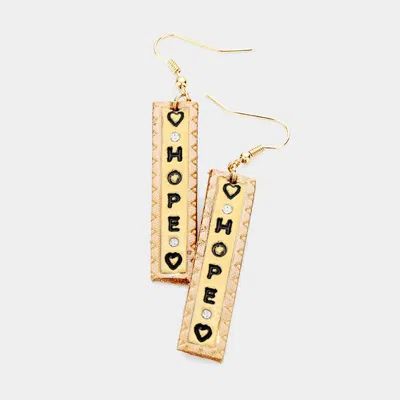 Fashnzfab Hope Genuine Leather Bar Dangle Earrings - Brown