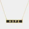 Fashnzfab Bride Gold Dipped Enamel Rectangle Message Pendant Necklace In Gold