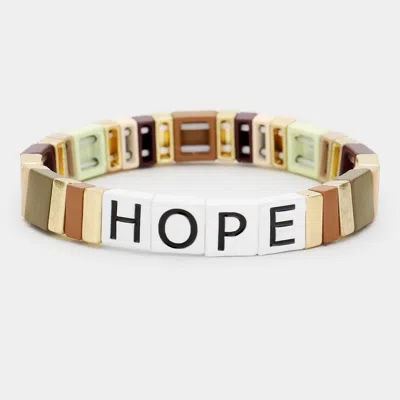 Fashnzfab Hope Lego Color Block Stretch Bracelet Brown, Multi, Worn Gold