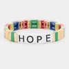 Fashnzfab Hope Lego Color Block Stretch Bracelet Multi, Worn Gold In Black