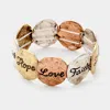 Fashnzfab Hope Love Faith _ Metal Stretch Bracelet In Gold