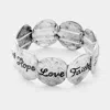 Fashnzfab Hope Love Faith _ Metal Stretch Bracelet In Metallic