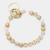 Fashnzfab Hope Message Accented Pearl Beaded Keychain / Bracelet Beige, Gold In Multi