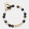 Fashnzfab Hope Message Accented Pearl Beaded Keychain / Bracelet Black In Black