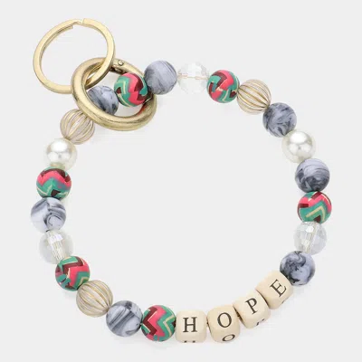 Fashnzfab Hope Message Accented Pearl Beaded Keychain / Bracelet Howlite, Multi In Green