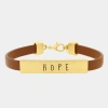 Fashnzfab Hope Message Bar Faux Leather Bracelet In Gold