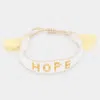 Fashnzfab Hope Message Beaded Tassel Adjustable Cinch Pull Tie Bracelet White In White