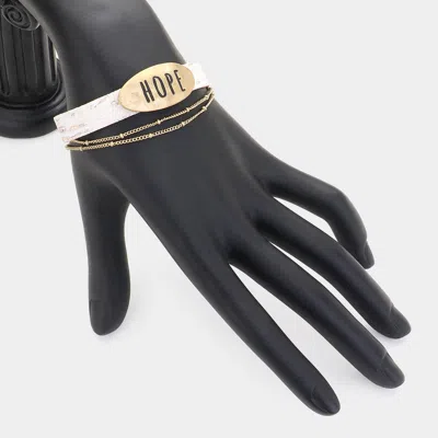 Fashnzfab Hope Message Metal Plate Pointed Chain Faux Leather Magnetic Bracelet In Multi