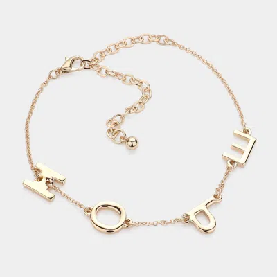 Fashnzfab Hope Metal Bracelet Gold In Silver