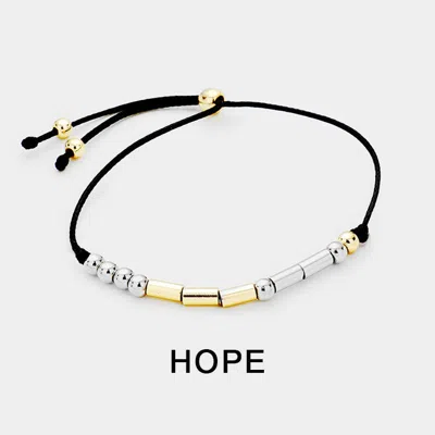 Fashnzfab Hope Morse Code Cinch Bracelet Black In Gold