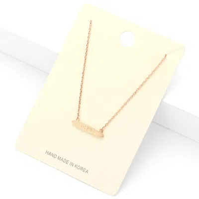 Fashnzfab Hope Textured Matte Metal Message Bar Pendant Necklace In Gold