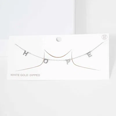 Fashnzfab Hope White Gold Dipped Metal Message Pendant Station Necklace In Metallic