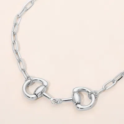 Fashnzfab Horsebit Link Accent Paperclip Chain Necklace In Neutral