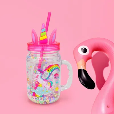 Fashnzfab Hot Focus - Kids Glow In The Dark Unicorn Mason Jar Tumbler