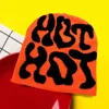 Fashnzfab Hot Hot Message Beanie Hat In Orange