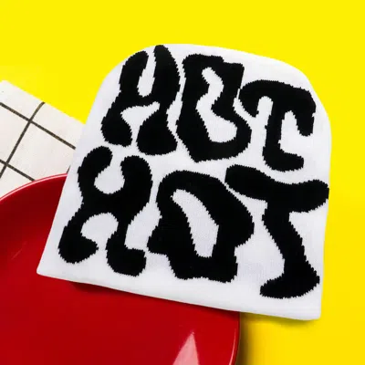 Fashnzfab Hot Hot Message Beanie Hat In White