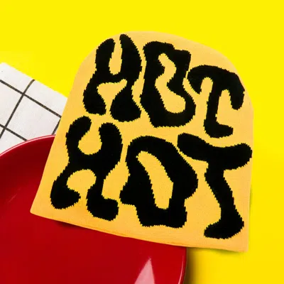 Fashnzfab Hot Hot Message Beanie Hat In Yellow