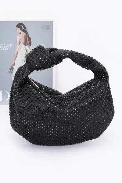 Fashnzfab Hotfix Rhinestone Clutch In Black