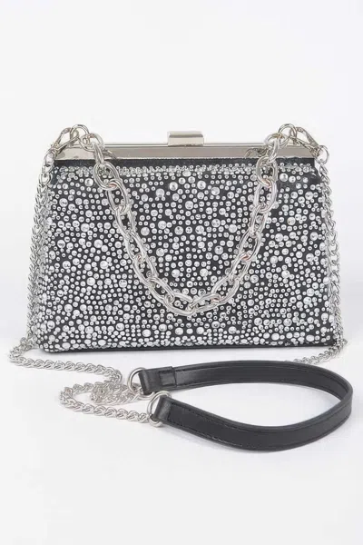 Fashnzfab Hotfix Rhinestone Clutch In Black
